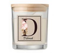 Bougie Déborah Lettre Fleur | Candle | Idée Cadeau Anniversaire Famille Travail Départ Collègue Retraite Noël