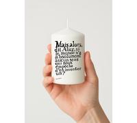 Bougie Décorative avec Citation Alice aux pays des merveilles, Blanche, Message Inspirant en Français