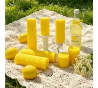 Bougie décorative cylindrique parfumée de 5 cm de diamètre sur 5-20 cm de longueur, rayures jaune vif. Cette bougie haut de gamme à la mode convient pour la décoration intérieure, les cadeaux (notamme
