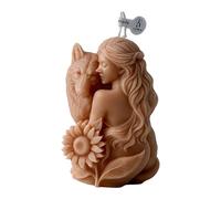 Bougie décorative en cire de soja pour méditation, soulagement du stress, décorations de table, accessoires photo, bougie parfumée en forme de fille de loup