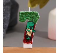 Bougie décorative Minecraft créative en forme de chiffres de dessin animé pour gâteau d'anniversaire, ambiance de fête, bougies faites à la main, thème de vacances pour garçon Number 5