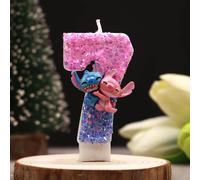 Bougie décorative numérique bicolore Stitch pour fête d'anniversaire, décoration de gâteau mignonne pour les fêtes 8
