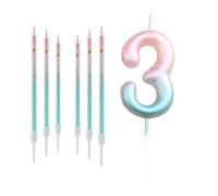 Bougie dégradé pour gâteau,1 Pièces Bougie chiffre 3 + 6 Pièces bougies fines,Bougies Anniversaire,Décoration élégante pour fête,mariage ou anniversaire