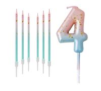 Bougie dégradé pour gâteau,1 Pièces Bougie chiffre 4 + 6 Pièces bougies fines,Bougies Anniversaire,Décoration élégante pour fête,mariage ou anniversaire