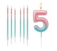Bougie dégradé pour gâteau,1 Pièces Bougie chiffre 5 + 6 Pièces bougies fines,Bougies Anniversaire,Décoration élégante pour fête,mariage ou anniversaire