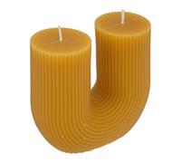 Atmosphera - Bougie LED Demi en coton H12cm jaune moutarde