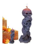 Bougie d'Halloween triple tête de mort, bougies horreur et fantaisie, bougies décoratives d'Halloween 3 têtes de crâne, bougies à thème décoratif pour la maison