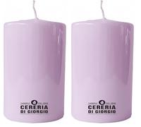 Bougie diamètre 7 cm hauteur 10 cm - Couleur Violet clair - Pour les opérateurs Horeca, événements et décoration de la maison - Durée 55 heures - Cereria Di Giorgio (Lot de 2)