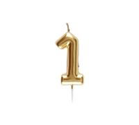 Bougie dorée avec chiffre 1 pour décoration gâteau anniversaire (x1) REF/6933