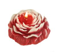 Bougie en forme de fleur de pivoine fabriquée à la main en cire de soja pour aromathérapie - Décoration parfumée pour vacances, anniversaire de mariage, banquet - Rouge - 8 x 3 cm (rouge)
