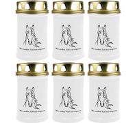 Bougie funéraire - Pack de 6 - Blanc 48h ( couvercle or ) - Tête de cheval