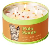 Bougie Geurkaars à 3 mèches - Palo Santo - Aromathérapie - Méditation - Guérison spirituelle - Décorative avec des cristaux blancs - Bougie aromatique