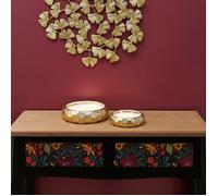 HOME DECO FACTORY - BO5547, Bougie Parfumée Céramique 3 Mèches Senteur Pivoine, Décoration Tendance, Temps de Combustion 8h, Diamètre 14 cm, Couleur Doré