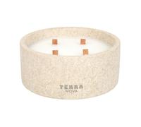 HOME DECO FACTORY - BO0206 - Bougie Parfumée Terra Nova D19cm en Résine Minérale - Longue Durée - Élégante et Apaisante pour Décoration Intérieure - Idéale pour Ambiance Relaxante - Beige - 19cm