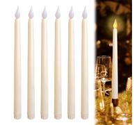 Bougie LED,6Pièces Électrique Flamme Vacillante Bougie Chandelier LED,Fausses Bougies Décorative,Blanc Bougies LED pour Pâques,Anniversaire,Noël,Fête D'anniversaire,Mariage