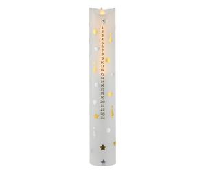 Bougie LED de l’Avent graduée Sara Calendar cire véritable blanc/argenté/doré 29 cm