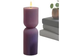 Bougie LED | Décor Table Artificiel Réaliste | Bougie Pilier Nervurée à Piles,pour cheminée, table à manger, chambre, salle de bain, bibliothèque, yoga, méditation,