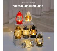 Bougie LED forme de lampe à huile vintage de Noël, lampe de décoration de bureau créative pour salon, chambre à coucher, salle d'étude, à suspendre ou à poser, cadeau de fête Style mèche-bronze doré,S