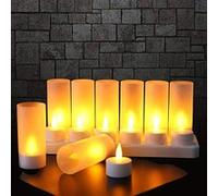 Bougie LED Rechargeable EXTSUD Lot de 12 Bougie Électrique LED Flamme Vacillante avec Station de Charge Décoration pour Noël Anniversaire Mariage Dîner Votive Table Café Bar Restaurant Hôtel G