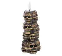 Bougie LED sans flamme avec flamme mobile, petite figurine en cire véritable, non parfumée, pour décoration festive (bronze, 15 x 8 cm)