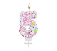 Bougie Licorne Numéro, Paillettes Bougie Anniversaire Numéro Décoration de Gâteau Licorne Décorations d'Anniversaire pour Filles Baby Shower Célébrations à Thème (5)