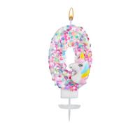 Bougie Licorne Numéro, Paillettes Bougie Anniversaire Numéro Décoration de Gâteau Licorne Décorations d'Anniversaire pour Filles Baby Shower Célébrations à Thème (0)