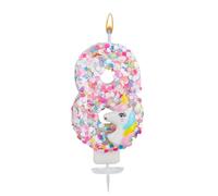 Bougie Licorne Numéro, Paillettes Bougie Anniversaire Numéro Décoration de Gâteau Licorne Décorations d'Anniversaire pour Filles Baby Shower Célébrations à Thème (8)