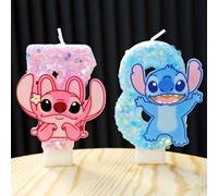 Bougie Lilo & Stitch Numéro 0-9, bougies numériques pour gâteau d'anniversaire, décoration de gâteau pour garçon et fille, cadeaux pour fête de naissance P 6