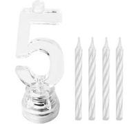 Bougies lumineuses LED chiffre 5 - Blanc - Taille Unique