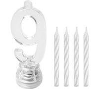 Bougies lumineuses LED chiffre 9 - Blanc - Taille Unique