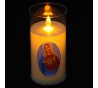 Bougie Lumineuse LED Simulée, Prière Neuvaine, sans Fumée | Plastique, Piles, Format 15x8x8cm, pour Église et Urgences, Couleur Assortie Couleur Aléatoire