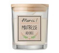 Bougie Maitresse Merci Adorée | Candle | Idée Cadeau Enseignante Original Travail Départ Collègue Retraite Anniversaire Noël