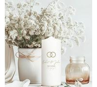 Bougie Mariage personnalisée motif Alliances - Cierge Mariage avec prénoms et date - Bougie imprimée - Cadeau de mariage - bougie invité - 18 x 7 cm