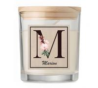 Bougie Marion Lettre Fleur | Candle | Idée Cadeau Anniversaire Famille Travail Départ Collègue Retraite Noël