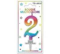bougie métallique multicolore chiffre 2 - surprisez vous bmcm02 Multicolore G