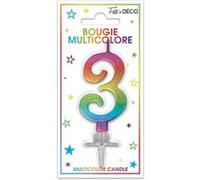 bougie métallique multicolore chiffre 3 - surprisez vous bmcm03 Multicolore G