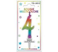 bougie métallique multicolore chiffre 4 - surprisez vous bmcm04 Multicolore G