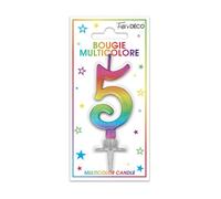 BOUGIE MÉTALLIQUE MULTICOLORE CHIFFRE 5