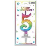 bougie métallique multicolore chiffre 5 - surprisez vous bmcm05 Multicolore G
