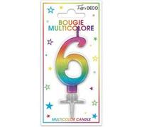 bougie métallique multicolore chiffre 6 - surprisez vous bmcm06 Multicolore G