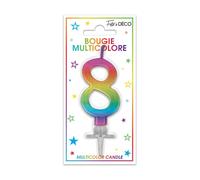 BOUGIE MÉTALLIQUE MULTICOLORE CHIFFRE 8