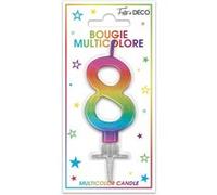 bougie métallique multicolore chiffre 8 - surprisez vous bmcm08 Multicolore G