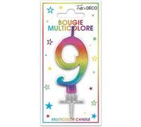 bougie métallique multicolore chiffre 9 - surprisez vous bmcm09 Multicolore G