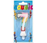 Bougie multicolore anniversaire chiffre 7 pailletée pour décoration gâteau (x1) REF/BBC0 multicolore G