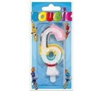 Bougie multicolore chiffre 6 pailletée pour décoration gâteau fête anniversaire (x1) REF/BBC0 multicolore G