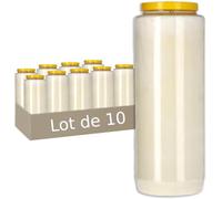 Bougie Neuvaine Blanche, 9 Jours 216h, Fabrication Européenne (Lot de 10) | Bougie Longue Durée En Cire 100% Végétale, 9 Jours de Prière, Bougie Funéraire Et Commémorative, Disponible En Multipack