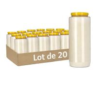 Bougie Neuvaine Blanche, 9 Jours 216h, Fabrication Européenne (Lot de 20) | Bougie Longue Durée En Cire 100% Végétale, 9 Jours de Prière, Bougie Funéraire Et Commémorative, Disponible En Multipack
