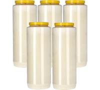 Bougie Neuvaine Blanche, 9 Jours 216h, Fabrication Européenne (Lot de 5) | Bougie Longue Durée En Cire 100% Végétale, 9 Jours de Prière, Bougie Funéraire Et Commémorative, Disponible En Multipack