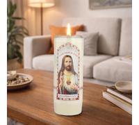 Bougie Neuvaine Sacré Coeur de Jésus - avec prières - Bougie Neuvaine - Culte Chrétien en Cire végétale