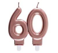 Bougie nombre - SANTEX - 60 ans - Rose gold métallique - Paraffine & plastique - Effet blush brillant